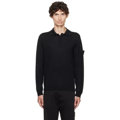 Stone Island Black 5100076 Light Pure Rws Wool_s.i. Ghost Polo In V0029 Black