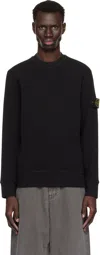 Stone Island Black 6100008 Organic Cotton Waffle Fleece Sweatshirt In V0029 Black