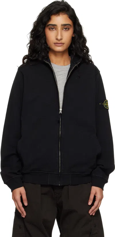 Stone Island Black 6100032 Malfilé Fleece Old Effect Hoodie