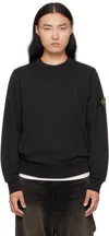 Stone Island Classic Round-neck Sweatshirt With Ribbed Cuffs In Black