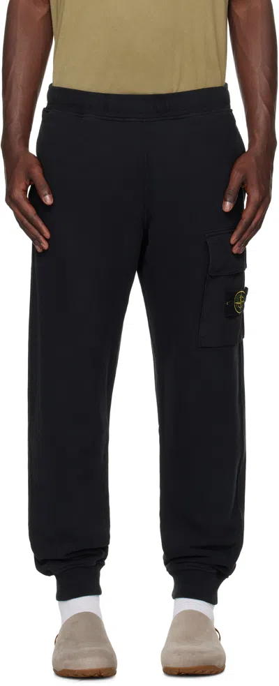 Stone Island Black 6200003 Brushed Organic Fleece Sweatpants