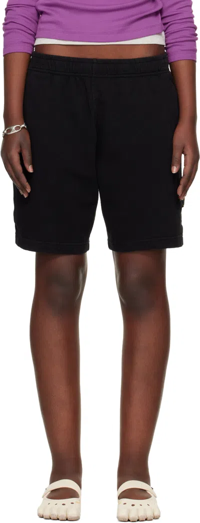 Stone Island Black 6200014 Malfilé Fleece Old Effect Shorts