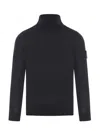 Stone Island Compass Logo Turtleneck Sweater In Black