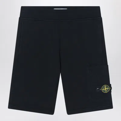Stone Island Kids' Black Bermuda Shorts In Cotton