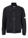 Stone Island Black Bomber Jacket With Front Zip Closure And Logo Patch On The Sleeve In Tech Fabric Man