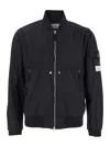 Stone Island Black Bomber Jacket With Front Zip Closure And Logo Patch On The Sleeve In Tech Fabric Man