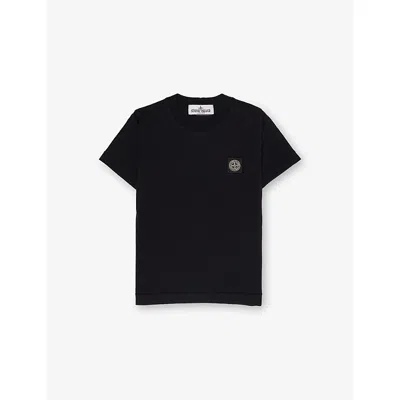 Stone Island Kids' Black Brand-patch Short-sleeves Cotton-jersey T-shirt 2-