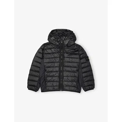 Stone Island Kids' Black Branded-patch Quilted Shell Jacket 2-12