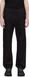 Stone Island Black Brushed Organic Cotton Canvas Old Effect Trousers In V0129 Black