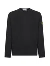 Stone Island Logo Cotton Crewneck Sweatshirt In Black