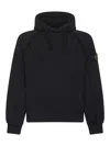 Stone Island Organic Cotton Fleece Hoodie In Black