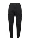 Stone Island Tapered Fit Cotton Cargo Pants With Elasticated Waistband Clothing In Black