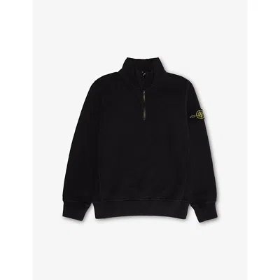 STONE ISLAND COMPASS-BADGE 1/4 ZIP COTTON-JERSEY SWEATSHIRT 6-