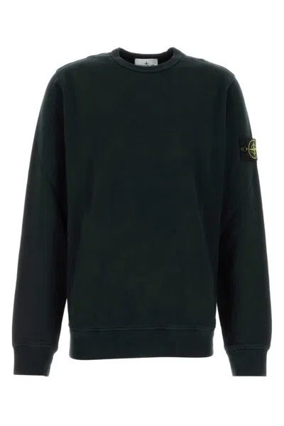Stone Island Black Compass-badge Cotton Sweatshirt In Green