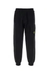 Stone Island Cargo Cotton Joggers Elastic Waistband In Black