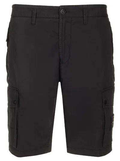 Stone Island Black Cotton Bermuda Shorts