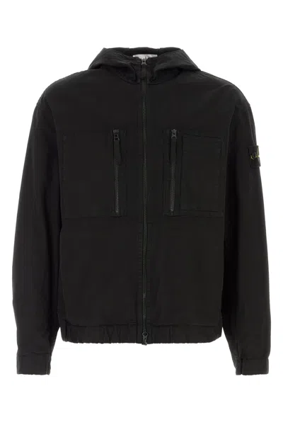 Stone Island Black Cotton Bomber Jacket
