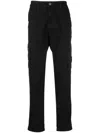 Stone Island Compass-motif Cotton Tapered Trousers In Black