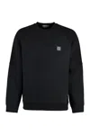 Stone Island Black Cotton Crewneck Sweatshirt In Blue