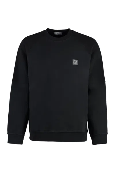 Stone Island Black Cotton Crewneck Sweatshirt