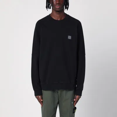 Stone Island Black Cotton Crewneck Sweatshirt