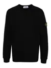 STONE ISLAND BLACK COTTON CREWNECK SWEATSHIRT