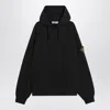 Stone Island Brushed Organic Cotton Fleece Oversized Fit Hoodie Clothing In Black