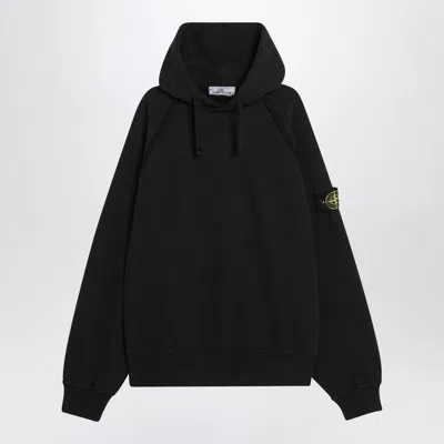 Stone Island Black Cotton Hooded Sweatshirt