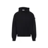 Stone Island Brushed Organic Cotton Fleece Oversized Fit Hoodie Clothing In Black