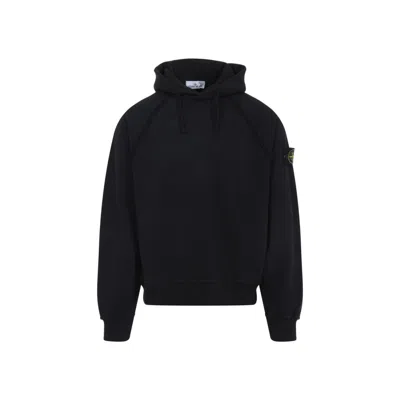 STONE ISLAND BLACK COTTON HOODIE