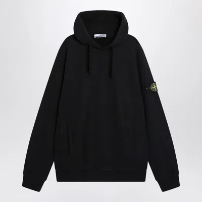STONE ISLAND STONE ISLAND  BLACK COTTON HOODIE