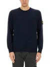 Stone Island Black Wool Sweater In Blue