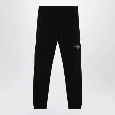 Stone Island Black Cotton Jogging Trousers With Logo Men