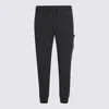 Stone Island Brushed Cotton Joggers With Adjustable Drawstring And Side Logo Badge In Black