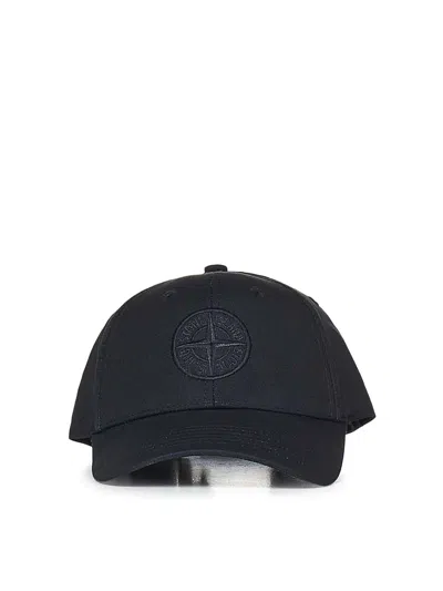 Stone Island Black Cotton Rep Baseball Cap