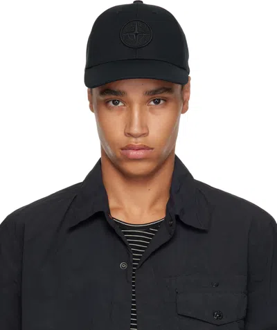 Stone Island Black Cotton Reps Cap In V0029 Black