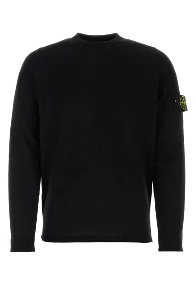 Stone Island Black Cotton Sweater In Blk