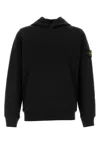 Stone Island Organic Cotton Fleece Hoodie In Black