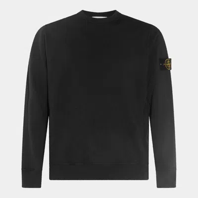 STONE ISLAND STONE ISLAND BLACK COTTON SWEATSHIRT