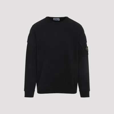 STONE ISLAND BLACK COTTON SWEATSHIRT