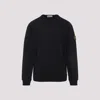 Stone Island Lightweight Wool Crew Neck Pullover In Black