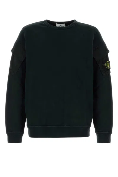 STONE ISLAND BLACK COTTON SWEATSHIRT