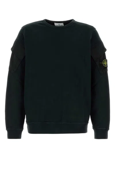 STONE ISLAND BLACK COTTON SWEATSHIRT