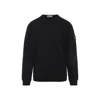 Stone Island Logo Cotton Crewneck Sweatshirt In Black