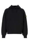 Stone Island Brushed Organic Cotton Fleece Oversized Fit Hoodie Clothing In Black
