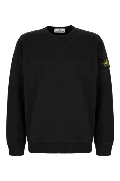STONE ISLAND BLACK COTTON SWEATSHIRT