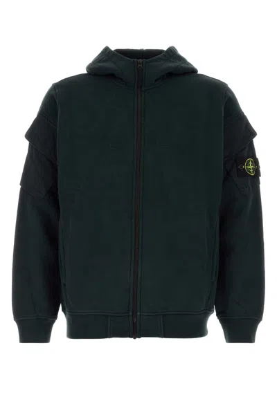 STONE ISLAND BLACK COTTON SWEATSHIRT