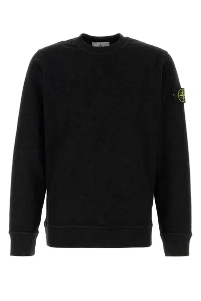 STONE ISLAND BLACK COTTON SWEATSHIRT