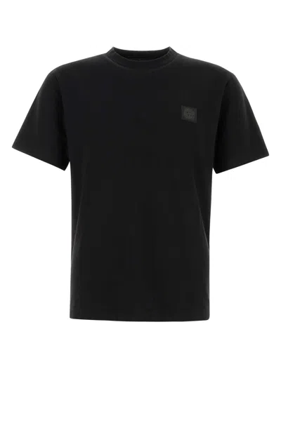 Stone Island Logo Cotton T-shirt In Black