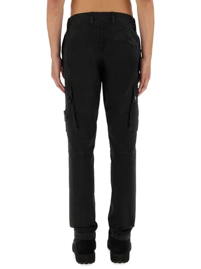 Stone Island Utility Trousers Featuring Elasticated Cuffs In Black